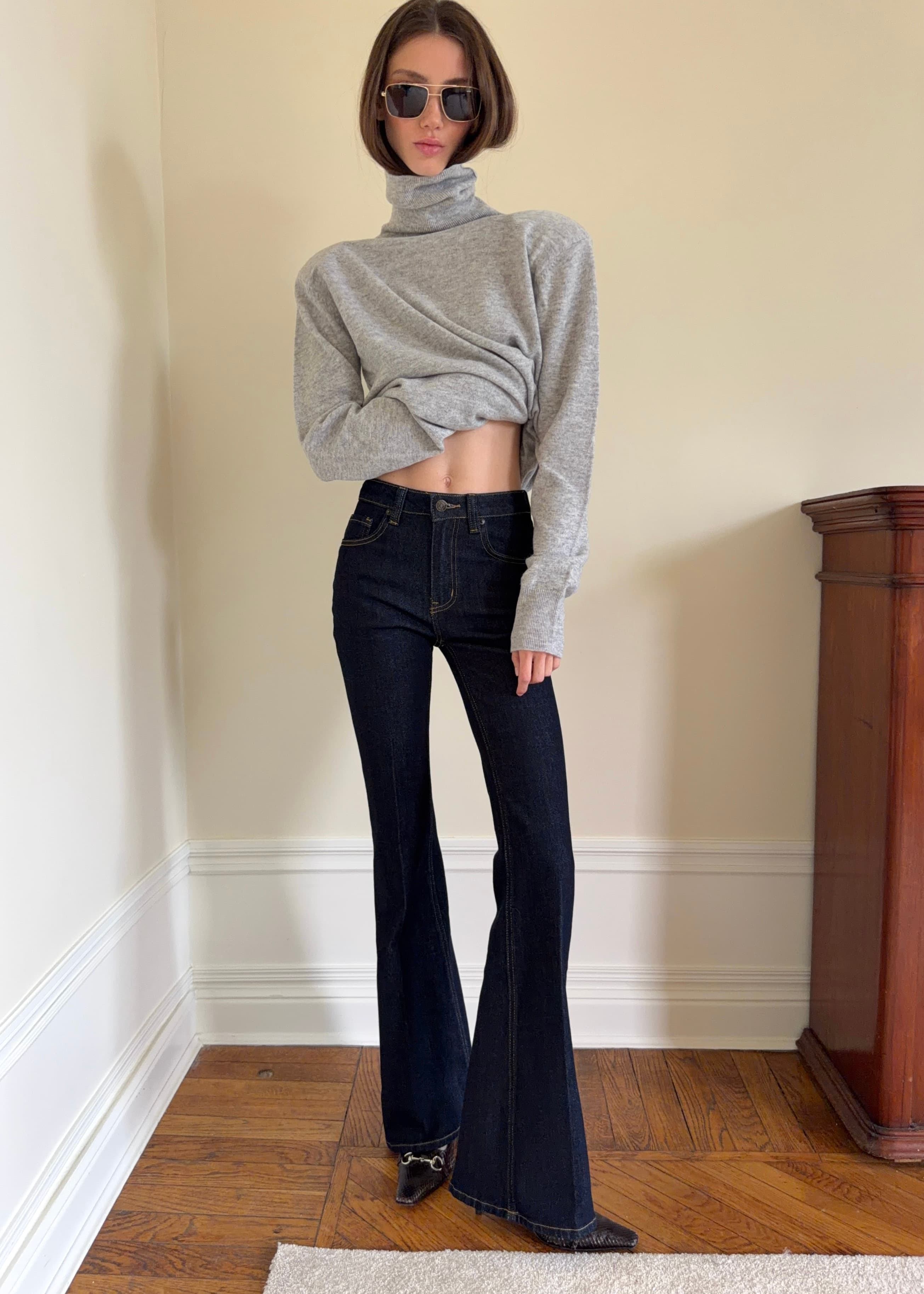 Джинсы клёш Long Legs темный индиго